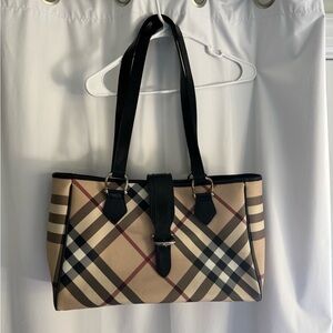 Burberry Classic Plaid Tote Bag in Beige and Black